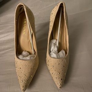 Nude sparkle heels